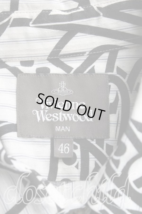 画像3: ヴィヴィアンウエストウッド MAN 中古 / TANGLED　ORBストライプシャツ 46（メンズM相当） 黒  H-25-10-19-011-bl-OD-ZH (3)