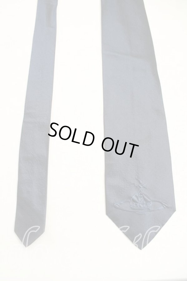 画像2: ヴィヴィアンウエストウッド MAN 中古 / オーブ刺繍ネクタイ  紺  H-25-10-19-120-gd-OD-ZH (2)