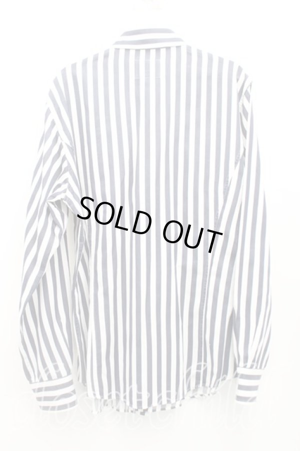 画像2: ヴィヴィアンウエストウッド MAN 中古 / ストライプWポケットシャツ 48（メンズL相当） 紺ｘ白  H-25-10-19-012-bl-OD-ZH (2)