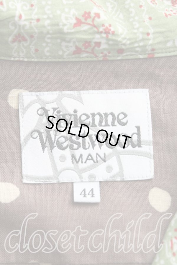 画像3: ヴィヴィアンウエストウッド MAN 中古 / T.F.T.Lスカルペイズリー切替開襟シャツ 44（メンズS相当） 茶  H-25-10-19-013-bl-OD-ZH (3)