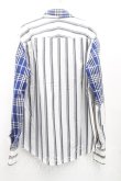 画像2: ヴィヴィアンウエストウッド MAN 中古 / タータンチェック切替アシメシャツ 48（メンズL相当） 青ｘ白  H-25-10-19-014-bl-OD-ZH (2)