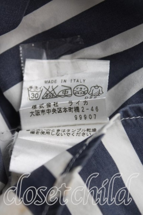 画像5: ヴィヴィアンウエストウッド MAN 中古 / カラーオーブ刺繍ストライプシャツ I(メンズS相当） 紺ｘ白  H-25-10-19-015-bl-OD-ZH (5)