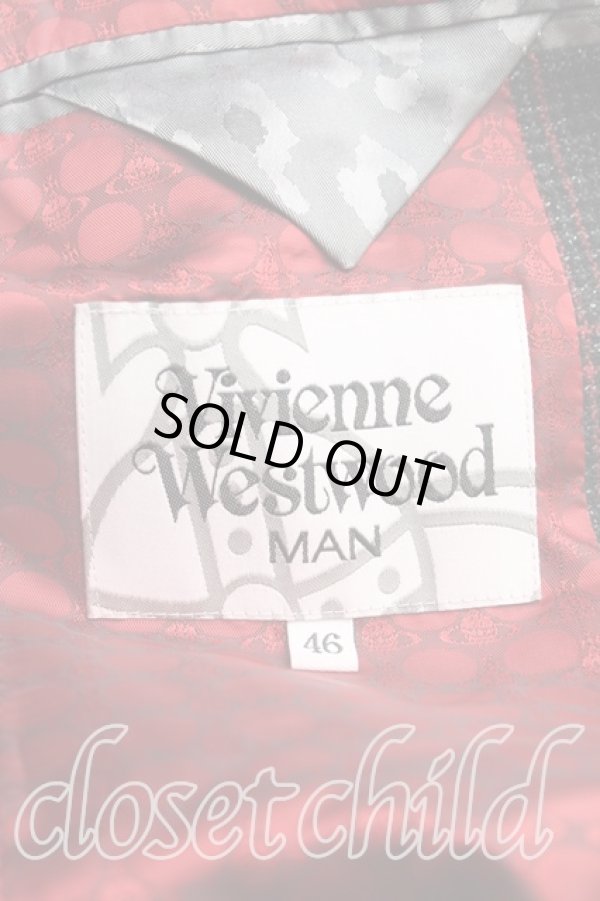 画像3: ヴィヴィアンウエストウッド MAN 中古 / 格子チェックジャケット 46（メンズM相当） ボルドー  H-25-10-19-002-jc-OD-ZH (3)