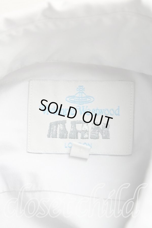 画像3: ヴィヴィアンウエストウッド MAN 中古 / カラーオーブ刺繍高襟カフスシャツ 46（メンズM相当） 灰  H-25-10-19-016-bl-OD-ZH (3)