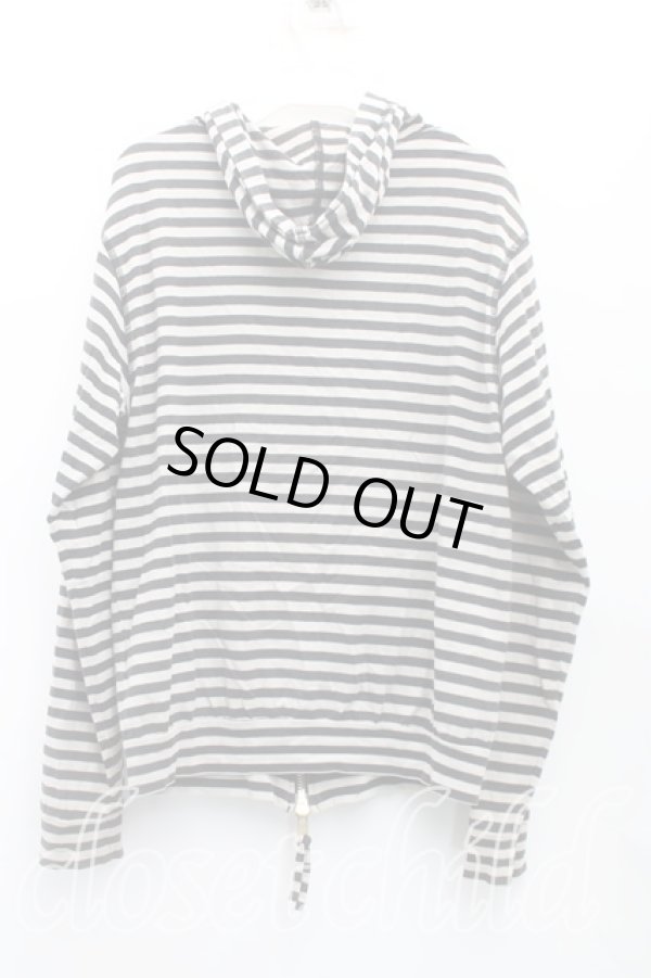 画像2: ヴィヴィアンウエストウッド MAN 中古 / ボーダーフーディカットソーパーカー 44(メンズS相当) 灰×黒  H-25-10-26-023-to-IN-ZH (2)