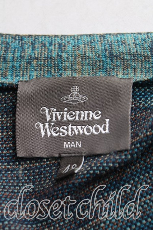 画像3: ヴィヴィアンウエストウッド MAN 中古 / ハーレークインVネックニットカーディガン 48(メンズL相当) 緑  H-25-10-26-028-to-OD-ZH (3)