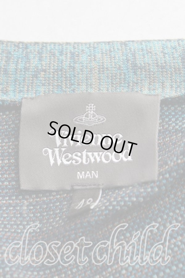 画像3: ヴィヴィアンウエストウッド MAN 中古 / ハーレークインVネックニットカーディガン 48（メンズL相当） 緑  H-25-10-26-028-to-OD-ZH (3)