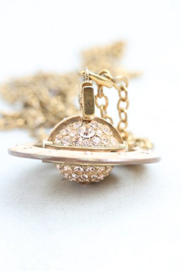 画像2: ヴィヴィアンウエストウッド 中古 / ペイブ3Dスモールオーブネックレス  ゴールド×ピンク  H-25-10-26-044-nl-IN-ZH (2)