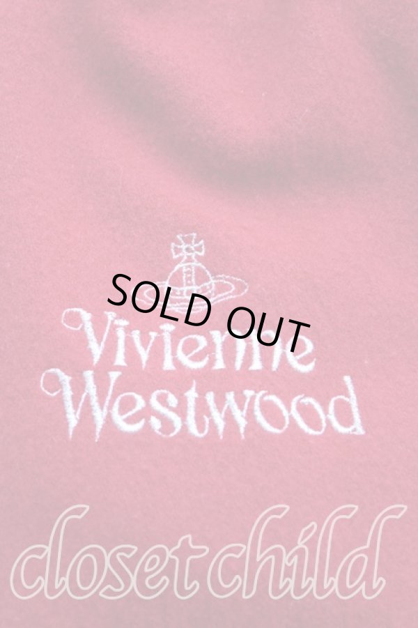 画像2: ヴィヴィアンウエストウッド 中古 / ロゴ刺繍マフラー  赤  H-25-10-26-049-gd-OD-ZH (2)