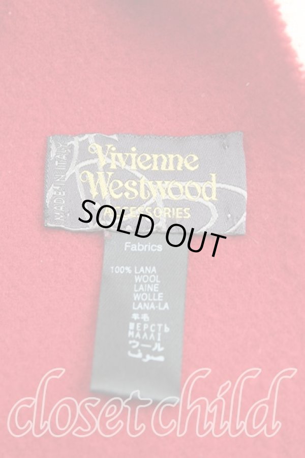 画像3: ヴィヴィアンウエストウッド 中古 / ロゴ刺繍マフラー  赤  H-25-10-26-049-gd-OD-ZH (3)