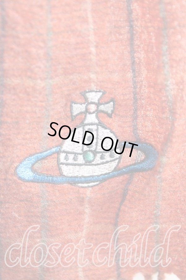 画像2: ヴィヴィアンウエストウッド 中古 / オーブ刺繍チェックマフラー  茶  H-25-10-26-054-gd-OD-ZH (2)