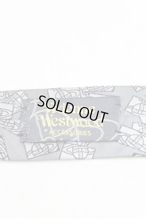 画像3: ヴィヴィアンウエストウッド MAN 中古 / スクエアオーブ刺繍ネクタイ  灰  H-25-10-26-064-gd-OD-ZH (3)