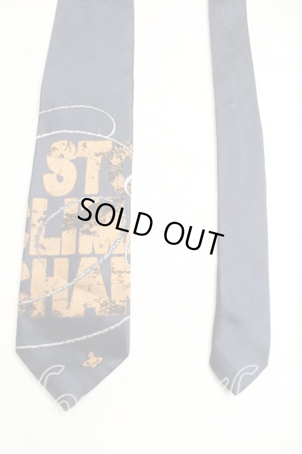 画像2: ヴィヴィアンウエストウッド MAN 中古 / STOP CLIMATE　ネクタイ  紺  H-25-10-26-065-gd-OD-ZH (2)