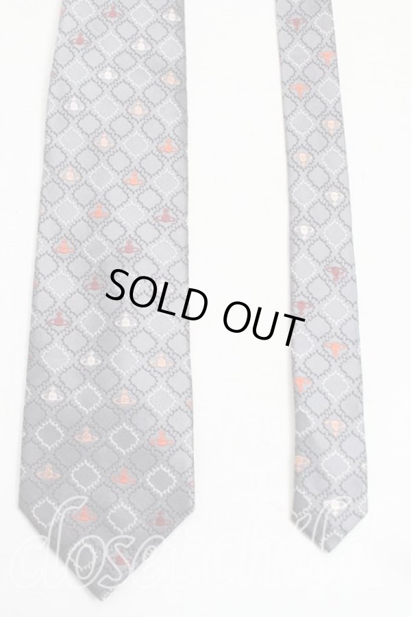 画像2: ヴィヴィアンウエストウッド MAN 中古 / オーブ総柄ネクタイ  灰  H-25-10-26-067-gd-OD-ZH (2)