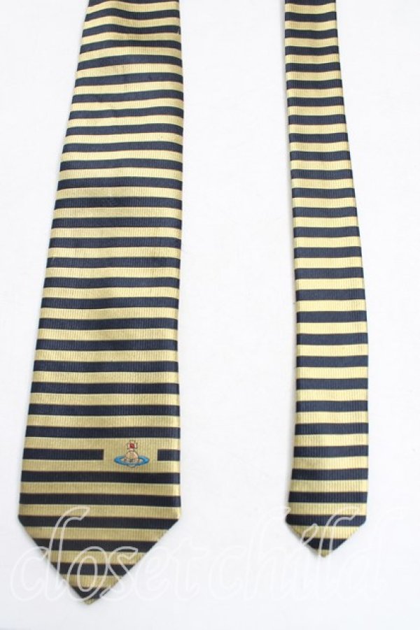 画像2: ヴィヴィアンウエストウッド MAN 中古 / オーブptボーダーネクタイ  黒x黄色  H-25-10-26-068-gd-OD-ZH (2)
