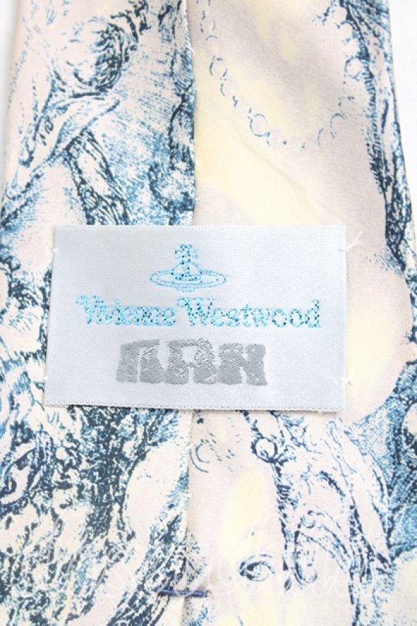 画像3: ヴィヴィアンウエストウッド MAN 中古 / 絵画ptネクタイ  青x生成  H-25-10-26-069-gd-OD-ZH (3)