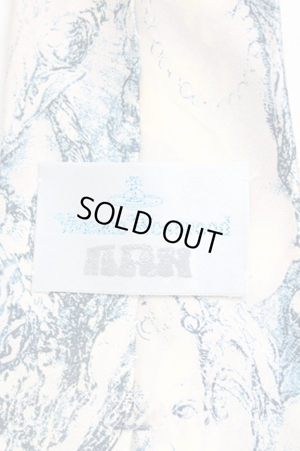 画像3: ヴィヴィアンウエストウッド MAN 中古 / 絵画ptネクタイ  青ｘ生成  H-25-10-26-069-gd-OD-ZH (3)