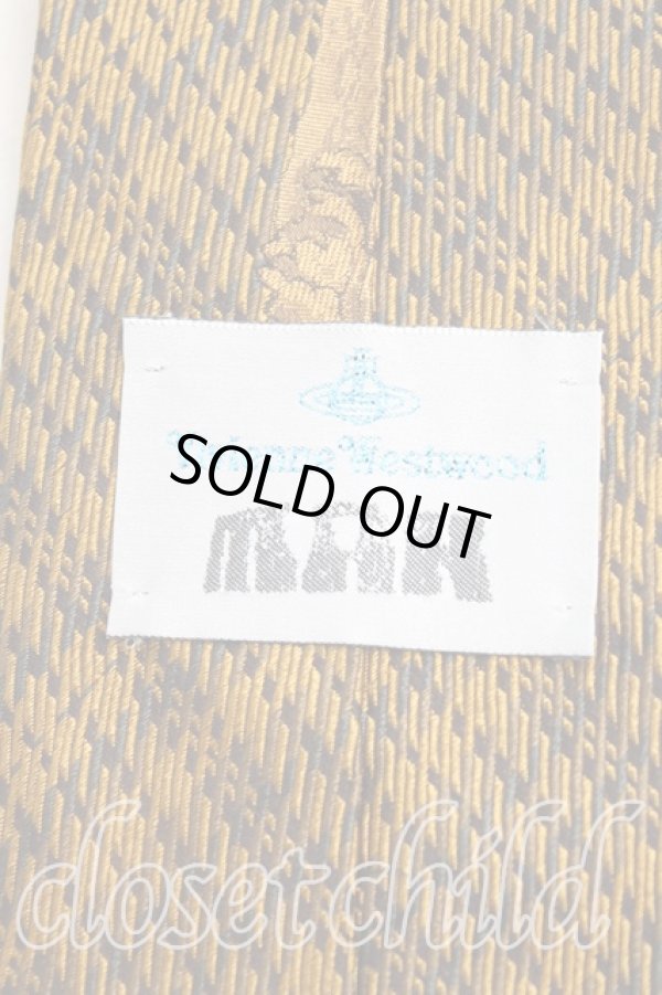 画像3: ヴィヴィアンウエストウッド MAN 中古 / 額縁刺繍ネクタイ  ゴールド  H-25-10-26-070-gd-OD-ZH (3)