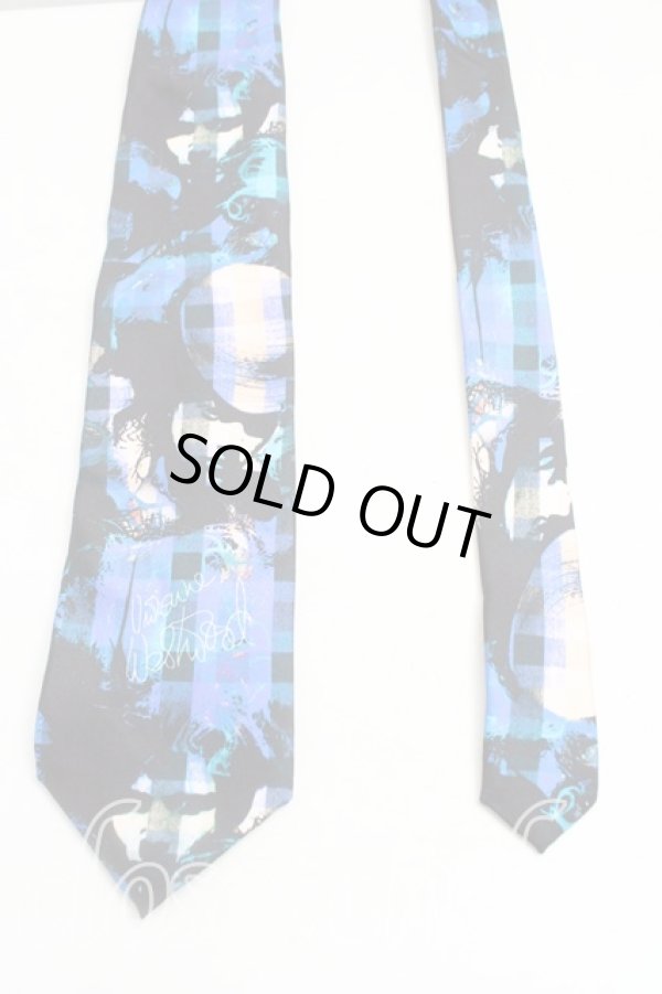 画像2: ヴィヴィアンウエストウッド MAN 中古 / ロゴpt総柄ネクタイ  青ｘ黒  H-25-10-26-071-gd-OD-ZH (2)