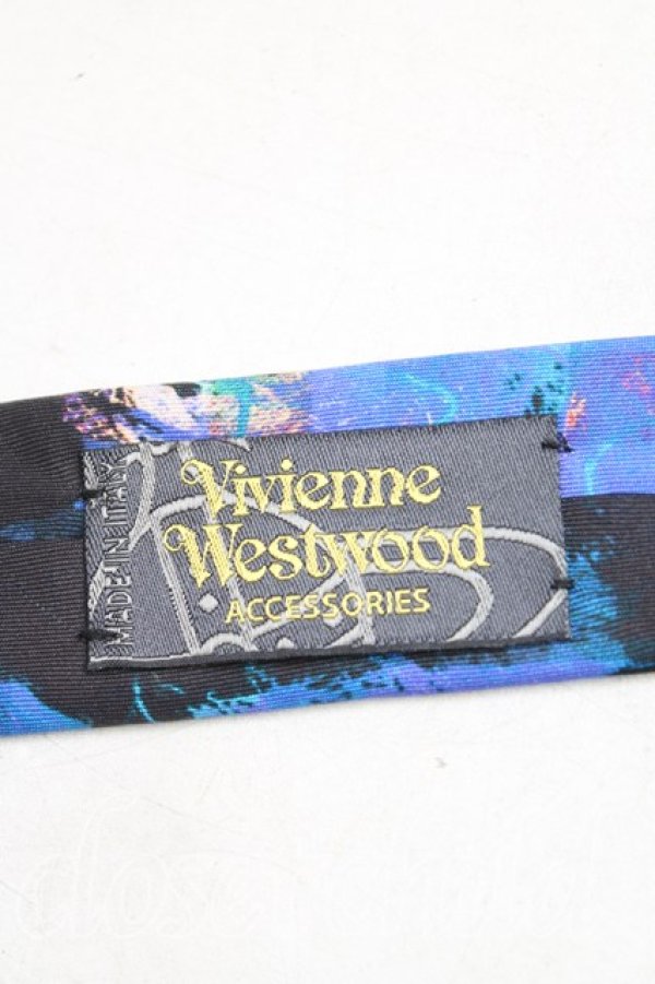 画像3: ヴィヴィアンウエストウッド MAN 中古 / ロゴpt総柄ネクタイ  青x黒  H-25-10-26-071-gd-OD-ZH (3)
