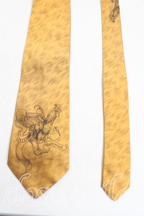 画像2: ヴィヴィアンウエストウッド MAN 中古 / チキン刺繍ネクタイ  ゴールド  H-25-10-26-075-gd-OD-ZH (2)