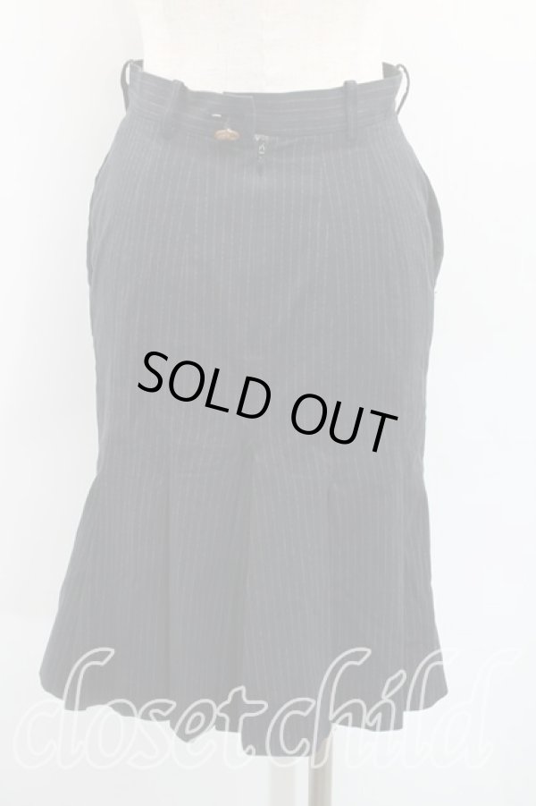 画像2: ヴィヴィアンウエストウッド 中古 / ピンストライプマーメイドスカート 2（9号相当） 黒  H-25-10-26-013-sk-OD-ZH (2)