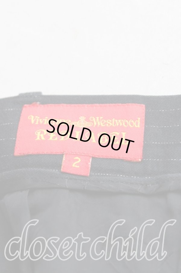 画像3: ヴィヴィアンウエストウッド 中古 / ピンストライプマーメイドスカート 2（9号相当） 黒  H-25-10-26-013-sk-OD-ZH (3)