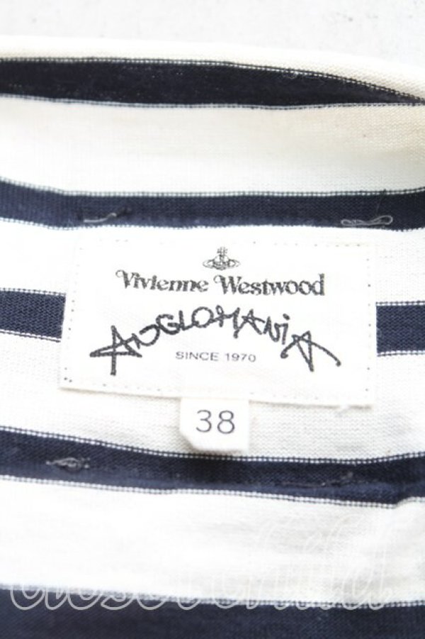 画像3: ANGLOMANIA 中古 / ボーダーロゴテープptカットソー 38(M相当) 白×黒  H-25-11-02-021-to-IN-ZH (3)
