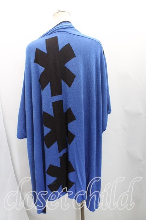 画像2: ヴィヴィアンウエストウッド 中古 / アスタリスク柄BIGカーディガン OS 青×黒  H-25-11-02-023-to-IN-ZH (2)