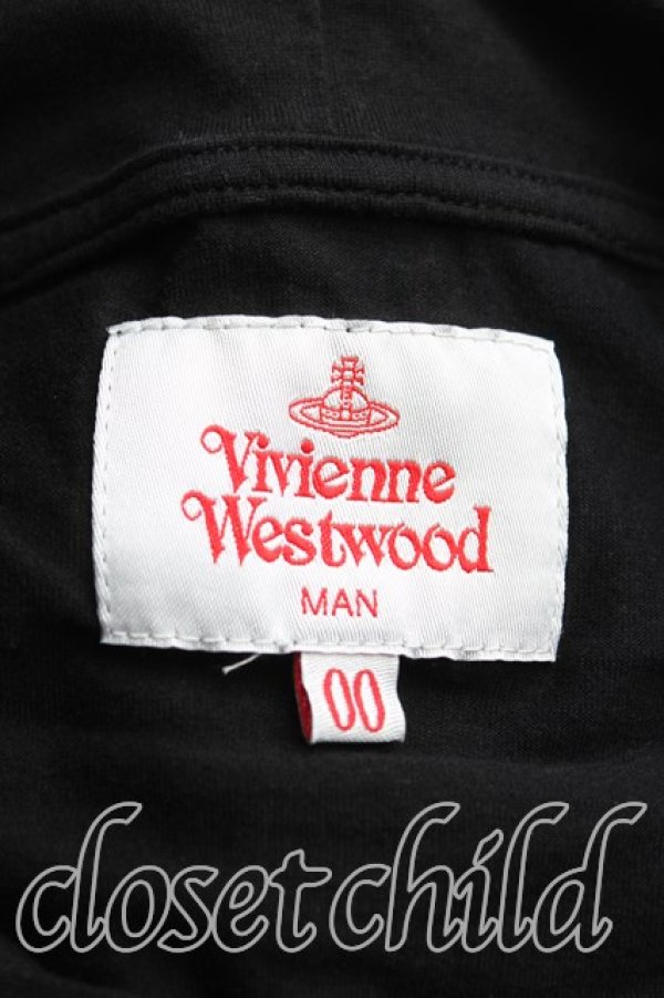 画像3: ヴィヴィアンウエストウッド MAN 中古 / LOGOS EMBROIDERYラグランスリーブフーディカットソー 00(ワンサイズ) 黒×ベージュ  H-25-11-02-024-to-IN-ZH (3)