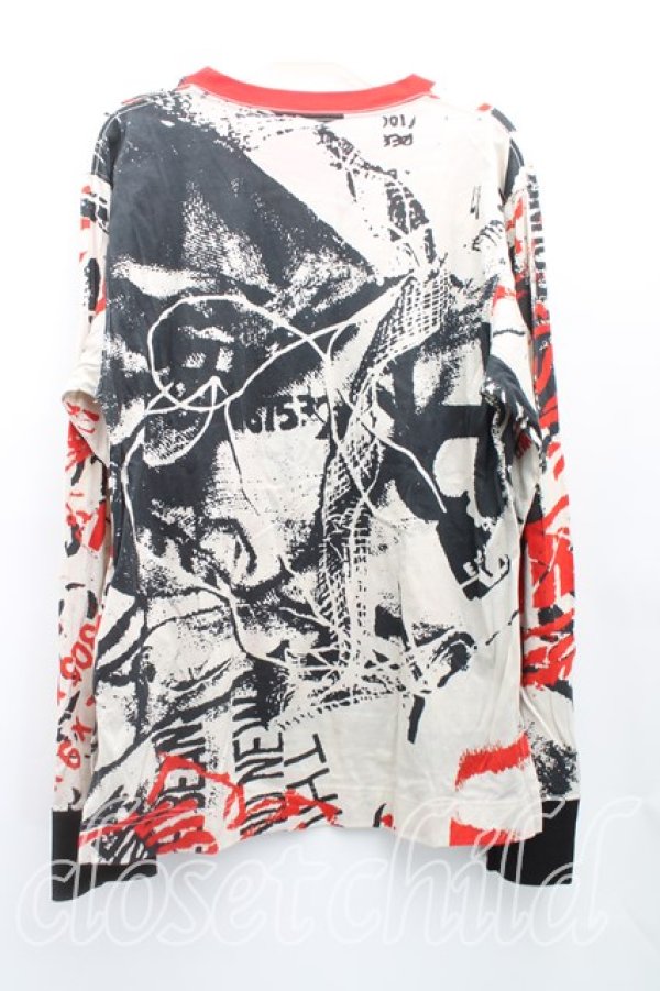 画像2: ヴィヴィアンウエストウッド 中古 / ラビッシュ柄カットソー 02(9号相当) ベージュ×赤  H-25-11-02-026-to-IN-ZH (2)