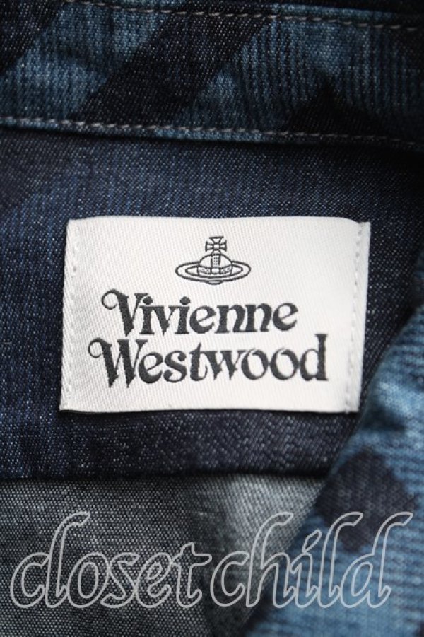 画像3: ヴィヴィアンウエストウッド 中古 / ハートシャツドレス 40(9号相当) インディゴ  H-25-11-02-032-op-OD-ZH (3)