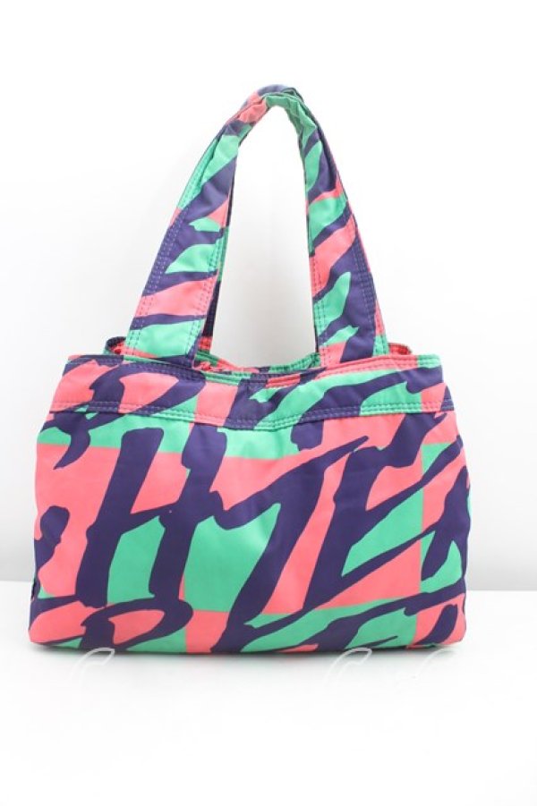 画像2: ヴィヴィアンウエストウッド 中古 / 総柄ハンドバッグ  緑×ピンク  H-25-11-02-047-ba-IN-ZH (2)