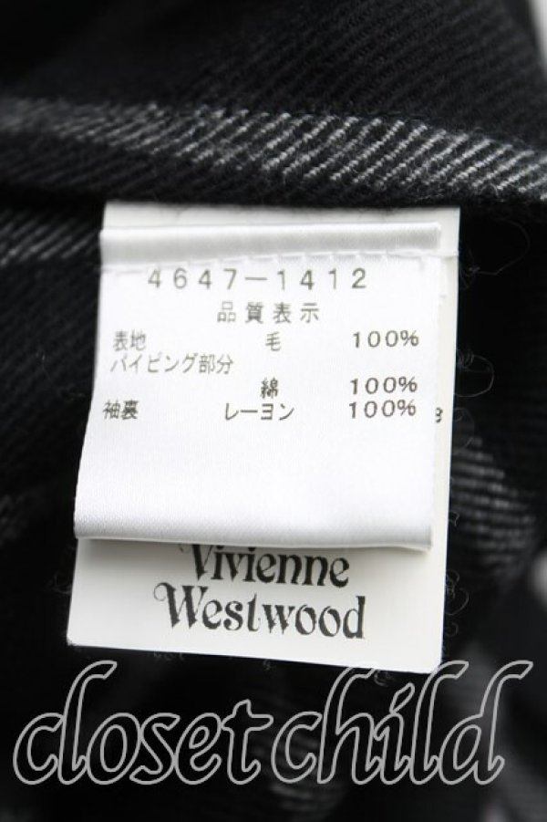 画像4: ヴィヴィアンウエストウッド MAN 中古 / グラフィック刺繍ストライプジャケット 44(メンズS相当) 黒×白  H-25-11-02-005-jc-IN-ZH (4)