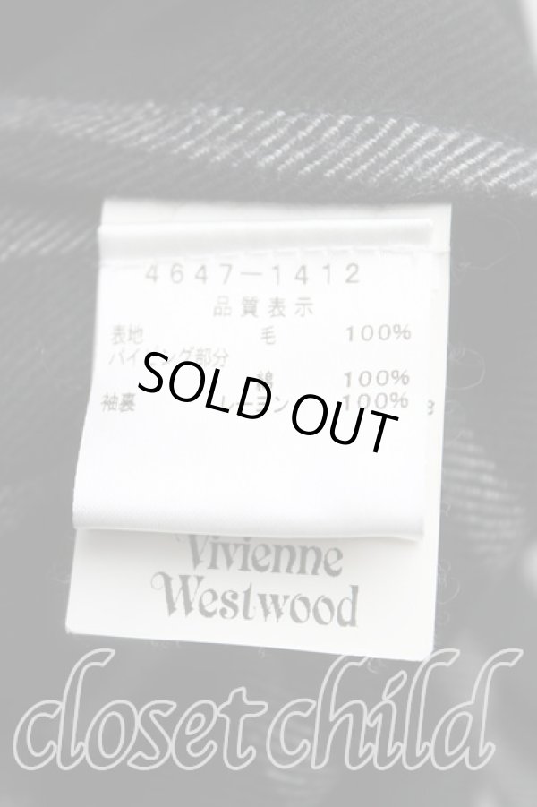 画像4: ヴィヴィアンウエストウッド MAN 中古 / グラフィック刺繍ストライプジャケット 44(メンズS相当) 黒×白  H-25-11-02-005-jc-IN-ZH (4)