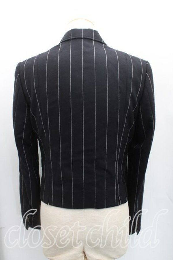 画像2: ヴィヴィアンウエストウッド MAN 中古 / マンホール柄裏地ストライプジャケット 44(メンズS相当) 黒×白  H-25-11-02-006-jc-IN-ZH (2)