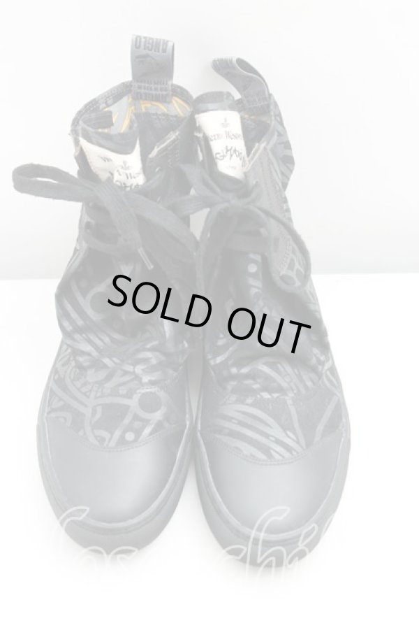 画像2: ANGLOMANIA 中古 / カットラスオーブ総柄ハイカットスニーカー 37(23.5cm相当) 黒  H-25-11-02-063-sh-IN-ZH (2)