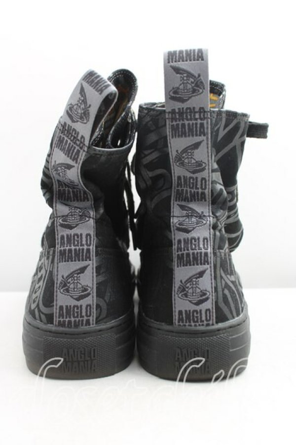 画像4: ANGLOMANIA 中古 / カットラスオーブ総柄ハイカットスニーカー 37(23.5cm相当) 黒  H-25-11-02-063-sh-IN-ZH (4)