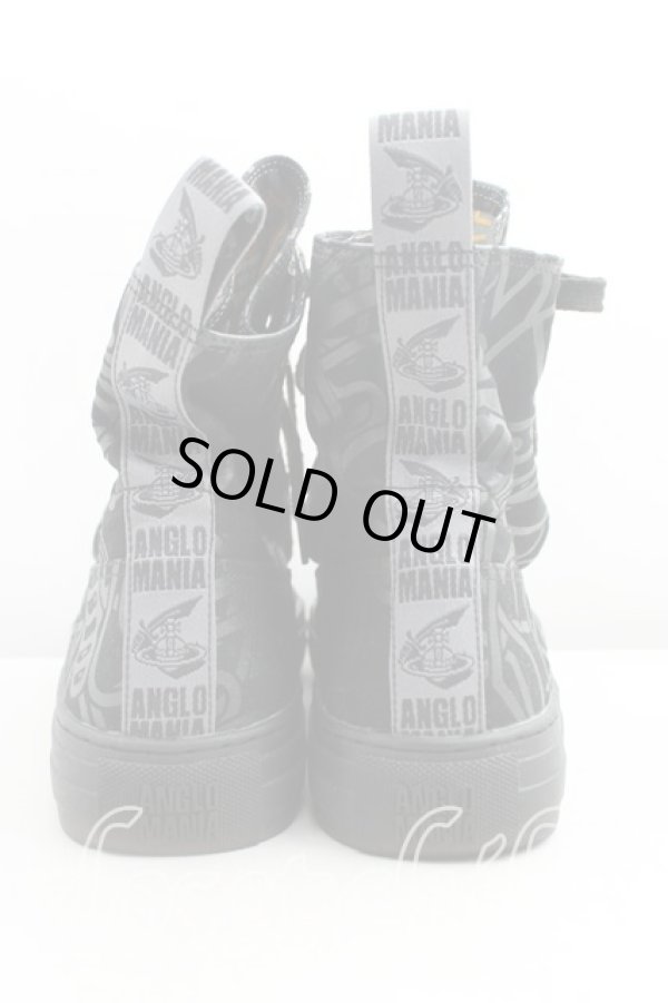 画像4: ANGLOMANIA 中古 / カットラスオーブ総柄ハイカットスニーカー 37(23.5cm相当) 黒  H-25-11-02-063-sh-IN-ZH (4)