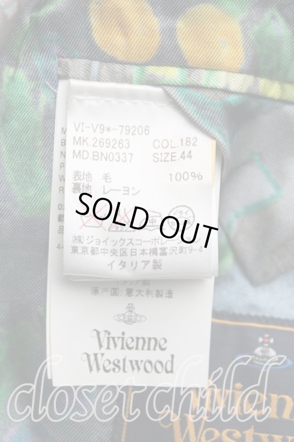 画像4: ヴィヴィアンウエストウッド MAN 中古 / マンホール柄裏地ストライプジャケット 44(メンズS相当) 黒×白  H-25-11-02-006-jc-IN-ZH (4)