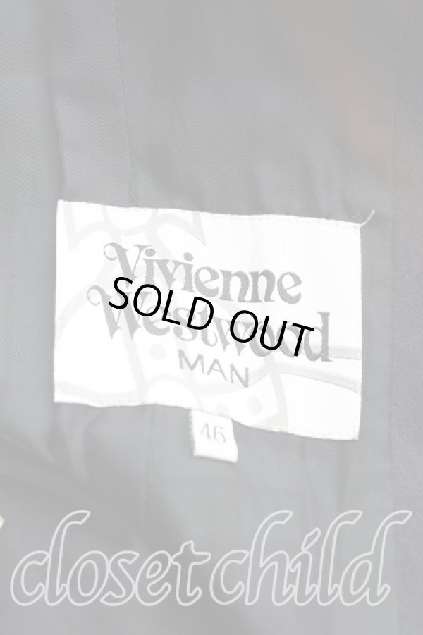 画像3: ヴィヴィアンウエストウッド MAN 中古 / パイピング刺繍ウールジャケット 46(メンズM相当) 紺  H-25-11-02-007-jc-IN-ZH (3)