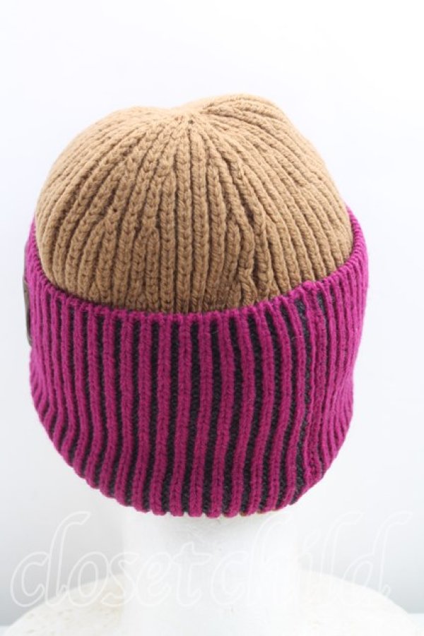 画像3: ヴィヴィアンウエストウッド 中古 / バイカラーニット帽  茶×紫  H-25-11-02-074-ha-IN-ZH (3)