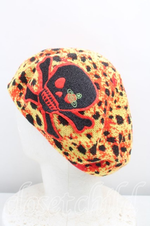 画像2: ヴィヴィアンウエストウッド 中古 / レオパードベレー帽  黄色  H-25-11-02-075-ha-OD-ZH (2)
