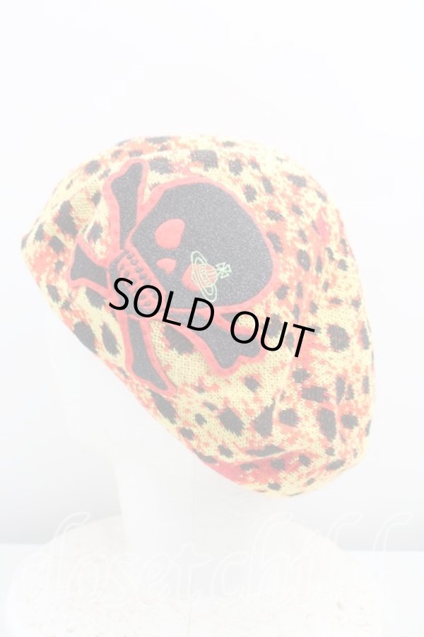 画像2: ヴィヴィアンウエストウッド 中古 / レオパードベレー帽  黄色  H-25-11-02-075-ha-OD-ZH (2)