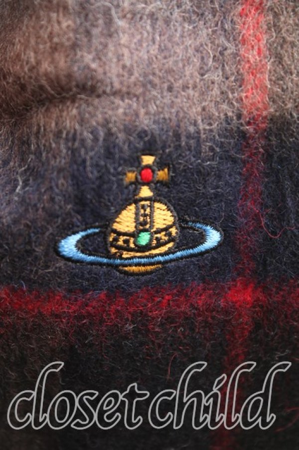 画像2: ヴィヴィアンウエストウッド 中古 / タータンチェックウール大判マフラー  茶  H-25-11-02-078-gd-IN-ZH (2)