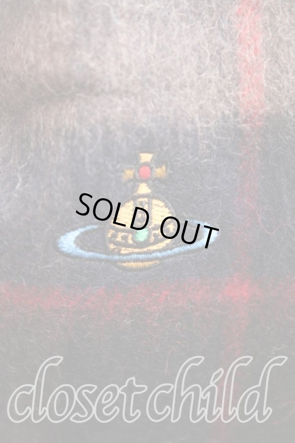 画像2: ヴィヴィアンウエストウッド 中古 / タータンチェックウール大判マフラー  茶  H-25-11-02-078-gd-IN-ZH (2)