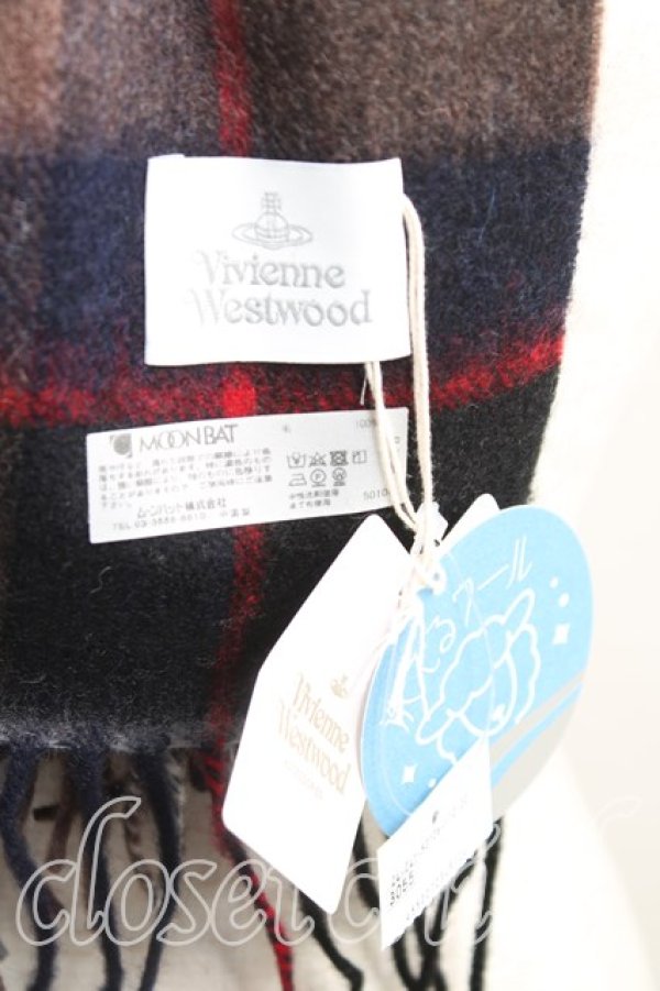 画像3: ヴィヴィアンウエストウッド 中古 / タータンチェックウール大判マフラー  茶  H-25-11-02-078-gd-IN-ZH (3)