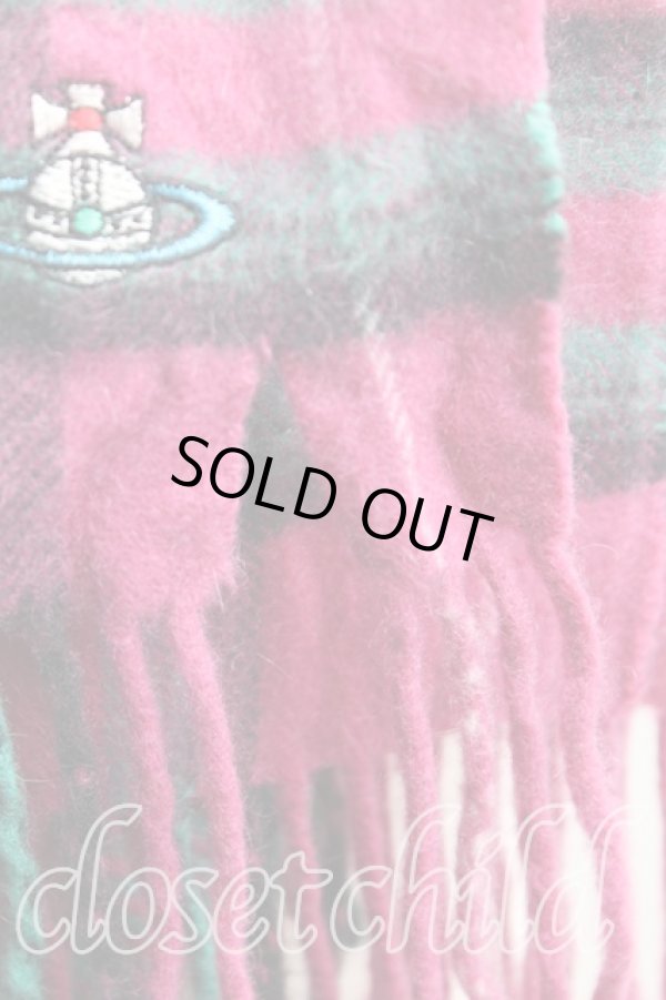 画像3: ヴィヴィアンウエストウッド 中古 / カラーオーブ刺繍タータンチェックマフラー  ピンク  H-25-11-02-080-gd-OD-ZH (3)