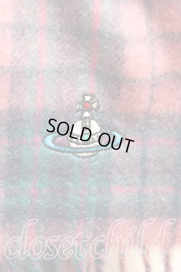 画像2: ヴィヴィアンウエストウッド 中古 / タータンチェックカシミヤマフラー  ピンク  H-25-11-02-082-gd-IN-ZH (2)