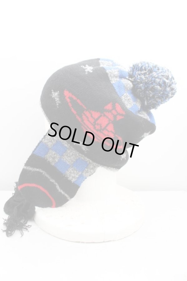 画像2: ヴィヴィアンウエストウッド 中古 / シャレーニット帽  黒  H-25-11-02-089-gd-OD-ZH (2)